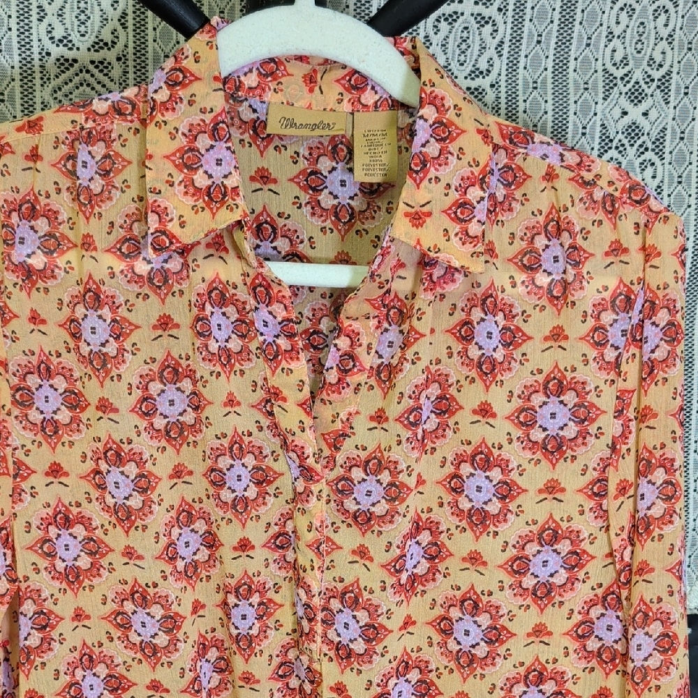 Ladies Wrangler Medium Blouse Western Shirt M